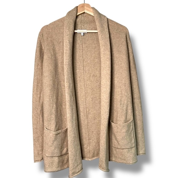 ARITZIA BABATON Wool Cashmere Blend Open Front Long Sleeve Sweater in Camel Sz S - Picture 4 of 10